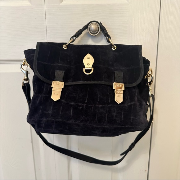 Mulberry Tillie Satchel Crocodile Embossed Suede messenger cross body bag - Picture 1 of 10